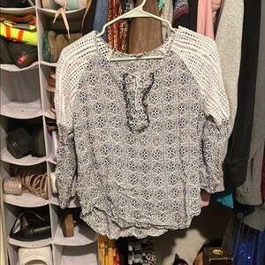 Cato White Cream Ruffled 3/4 Sleeve Blouse